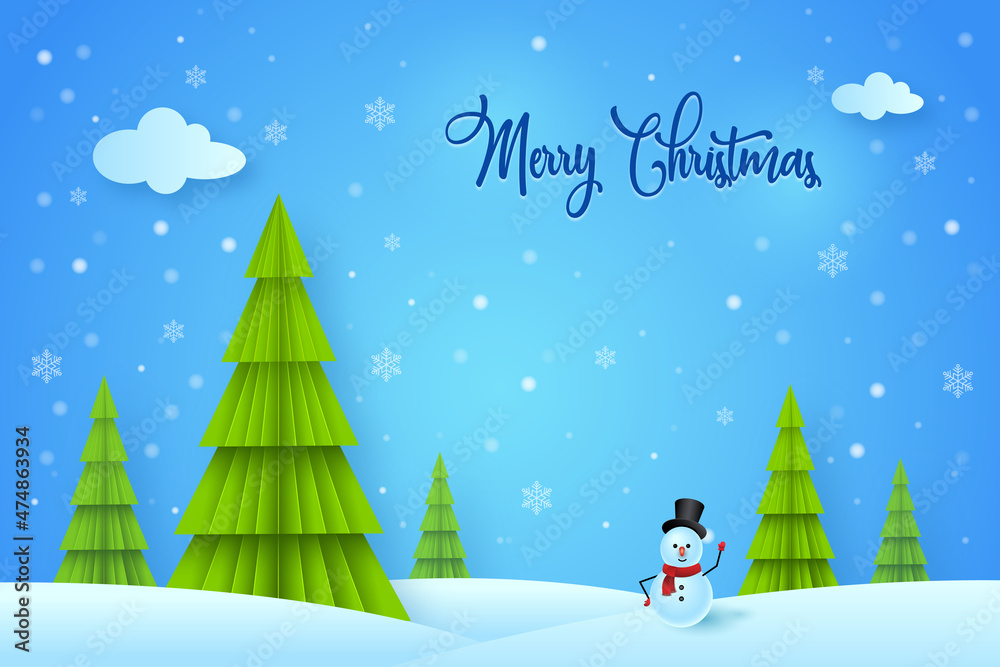 snowman wishing merry Christmas & New year 