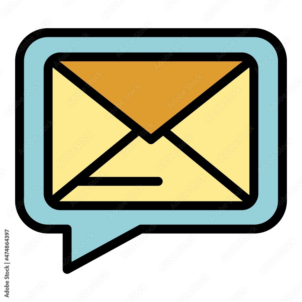 Love chat envelope icon. Outline love chat envelope vector icon color flat isolated Love chat envelope icon. Outline love chat envelope vector icon color flat isolated
