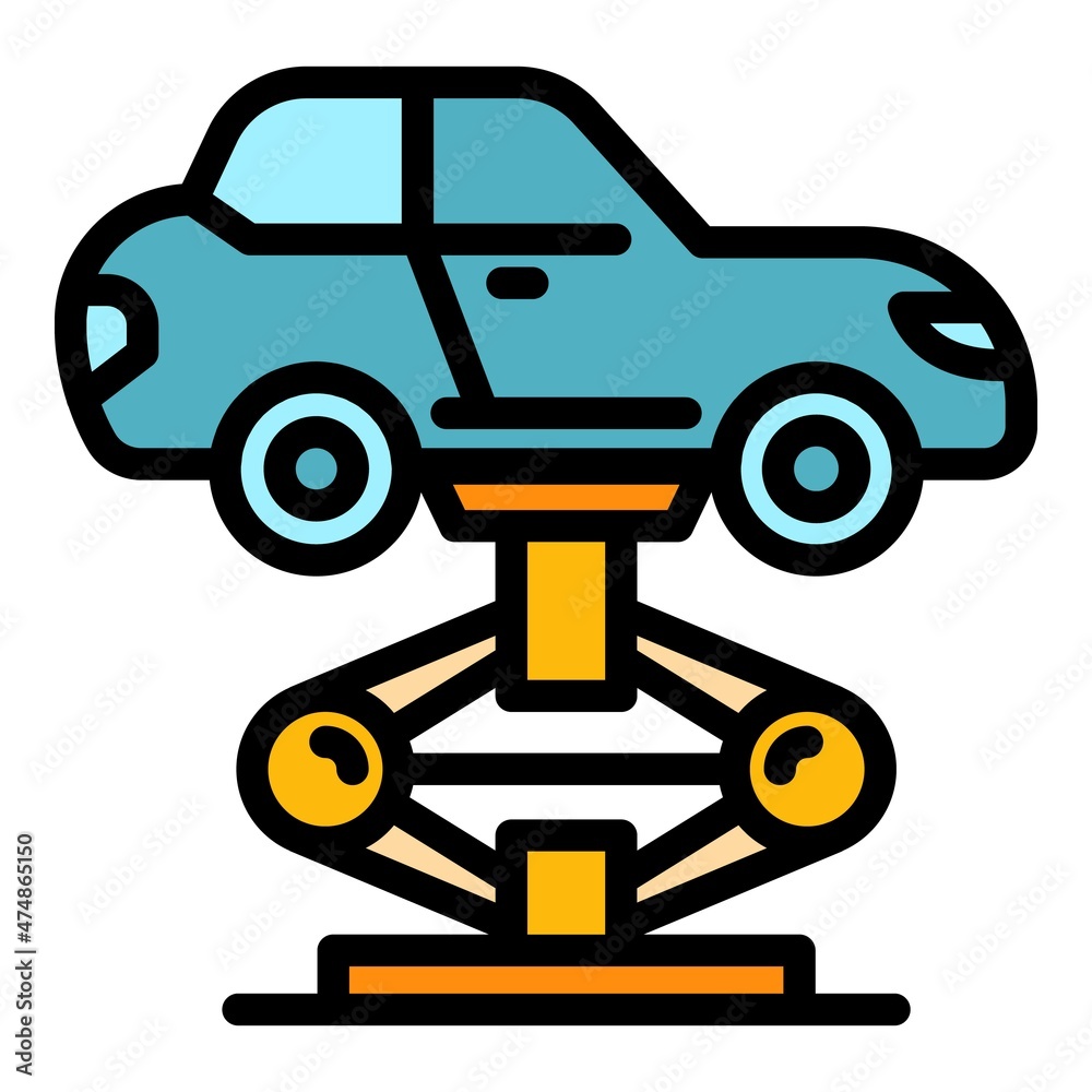 Car elevator icon. Outline car elevator vector icon color flat isolated Car elevator icon. Outline car elevator vector icon color flat isolated