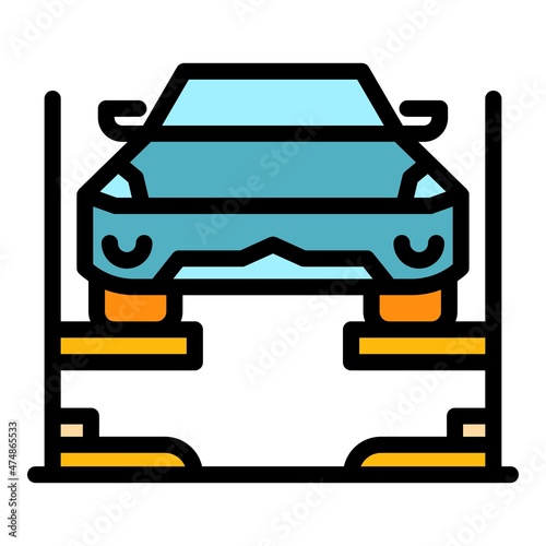 Auto service lift icon. Outline auto service lift vector icon color flat isolated