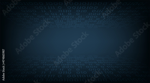 Binary code digital numbers background.Vector illustration Technology on dark blue background. 