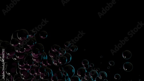 Black flying glossy spheres 3d render background. Ai data protection concept for tech company, business, web development.