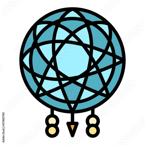 Shaman dream catcher icon. Outline shaman dream catcher vector icon color flat isolated