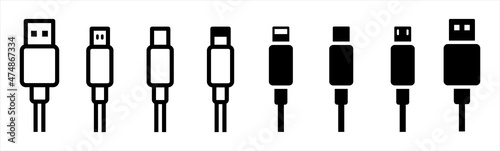 Usb cable Icon. Usb type cable Icon. Charger icon vector illustration.