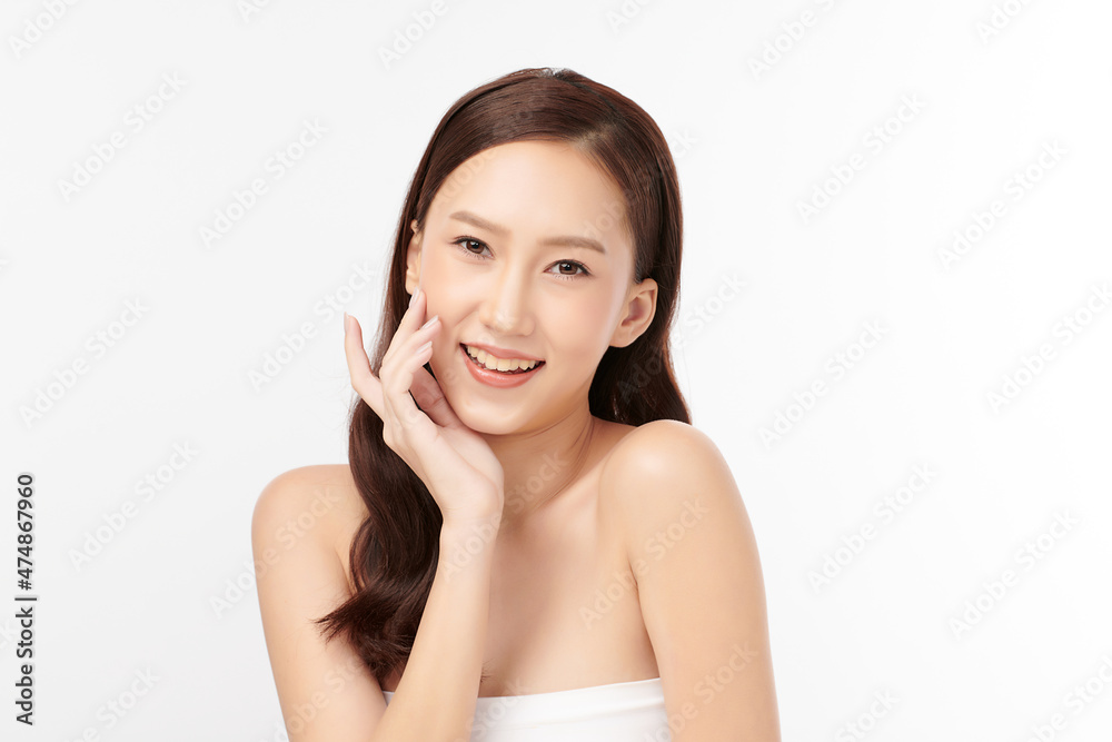 Beautiful young asian woman with clean fresh skin on white background, Face care, Facial treatment, Cosmetology, beauty and spa, Asian women portrait. Beautiful young asian woman with clean fresh skin on white background, Face care, Facial treatment, Cosmetology, beauty and spa, Asian women portrait.