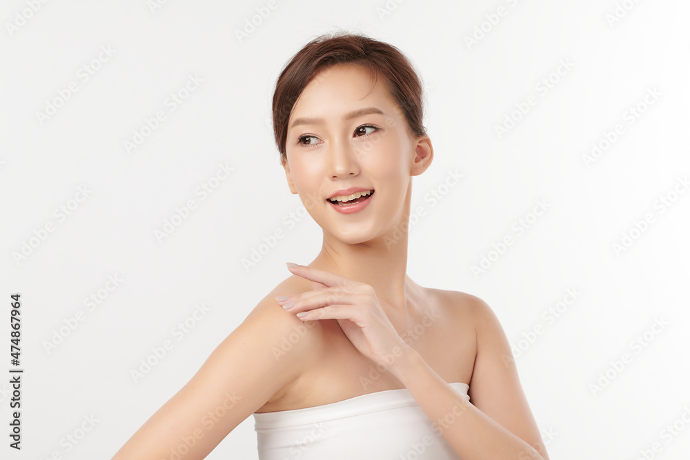 Beautiful young asian woman with clean fresh skin on white background, Face care, Facial treatment, Cosmetology, beauty and spa, Asian women portrait. Beautiful young asian woman with clean fresh skin on white background, Face care, Facial treatment, Cosmetology, beauty and spa, Asian women portrait.