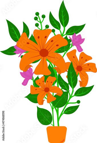 bucket floral design vector art.