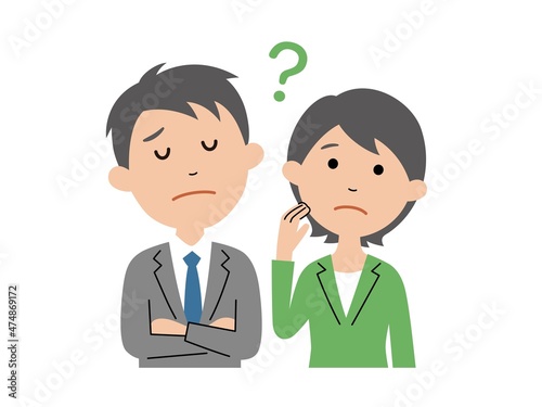 疑問をもつビジネスパーソン　2人　上半身
