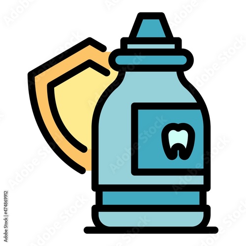 Rinse mouth icon. Outline rinse mouth vector icon color flat isolated