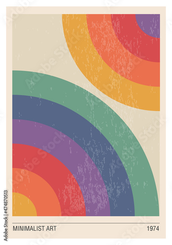 Minimal 80s geometric design poster, vector template with primitive shapes