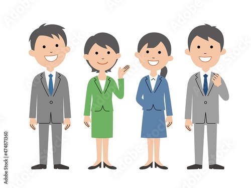 笑顔のビジネスパーソン　4人