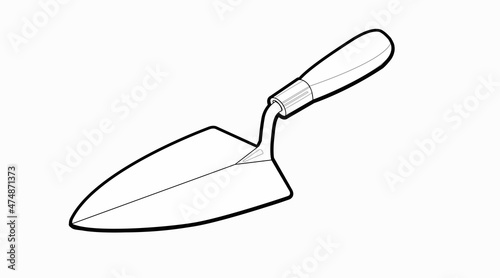 Vector Isolated Illustration of a Bricklayer Trowel. Black and white linear editable illustration