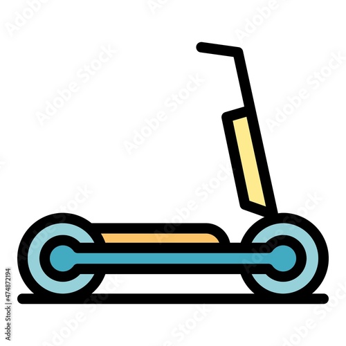 Button electric scooter icon. Outline button electric scooter vector icon color flat isolated