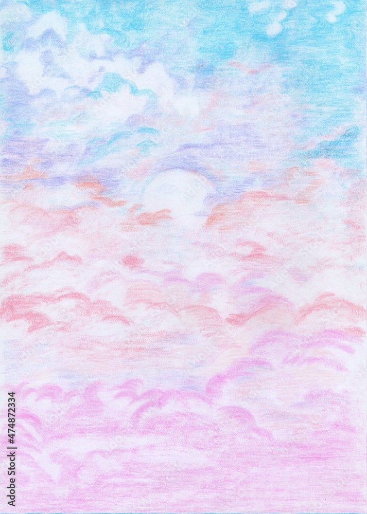 Colourful sky pastel painting 
