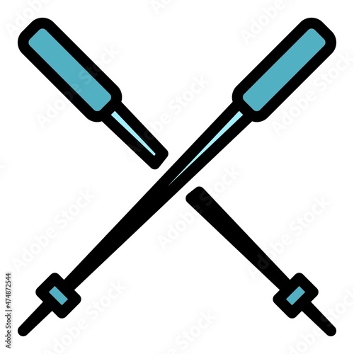 Nordic walking sticks icon. Outline nordic walking sticks vector icon color flat isolated