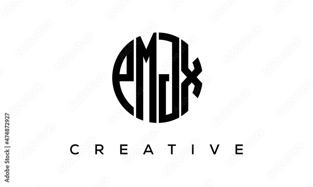 PMJX letters circle logo design vector template PMJX letters circle logo design vector template