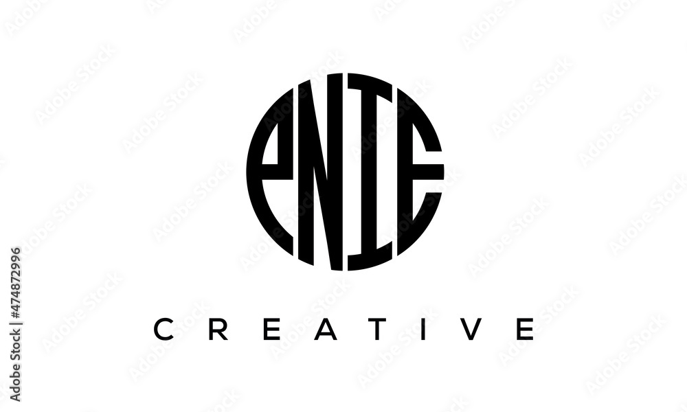 PNIE letters circle logo design vector template PNIE letters circle logo design vector template