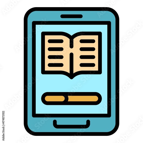 Ebook icon. Outline ebook vector icon color flat isolated