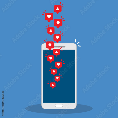 Social media notification icon. Follow, like, new comments symbol. Social networking. Vector illustration.