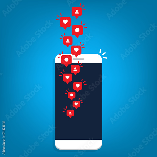 Social media notification icon. Follow, like, new comments symbol. Social networking. Vector illustration.