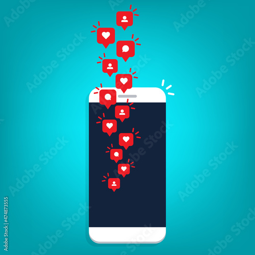 Social media notification icon. Follow, like, new comments symbol. Social networking. Vector illustration.