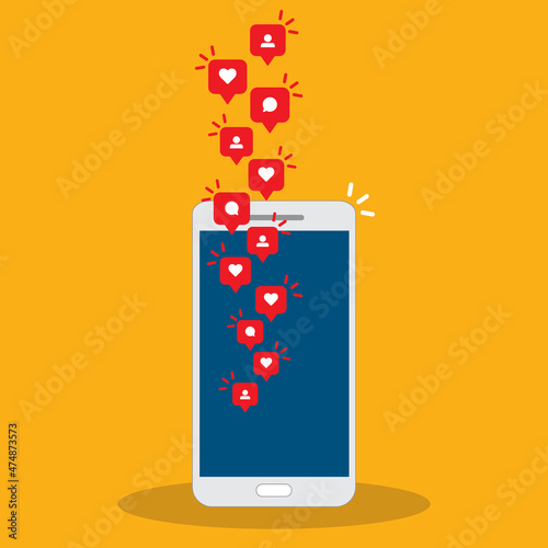 Social media notification icon. Follow, like, new comments symbol. Social networking. Vector illustration.