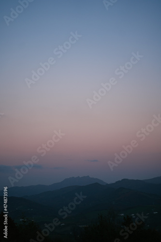 Beautiful mountain range silhouette in Basque Country