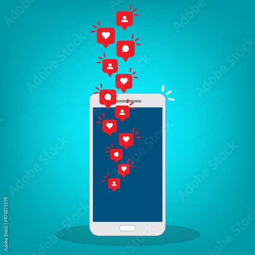 Social media notification icon. Follow, like, new comments symbol. Social networking. Vector illustration.