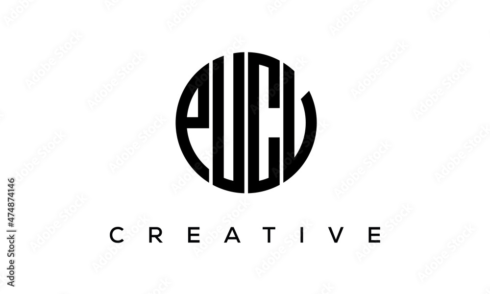 PUCV letters circle logo design vector template PUCV letters circle logo design vector template