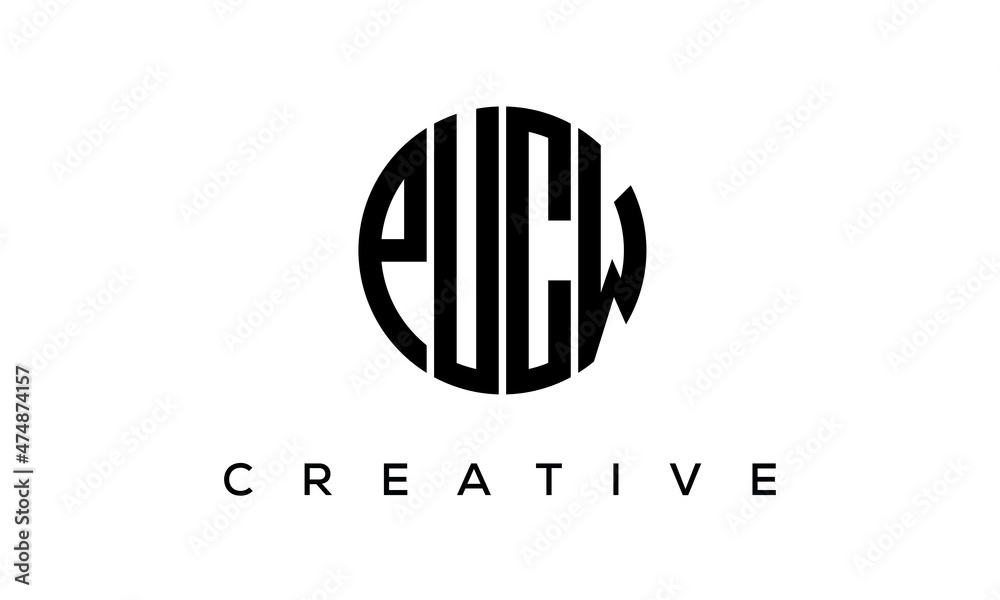 PUCW letters circle logo design vector template PUCW letters circle logo design vector template