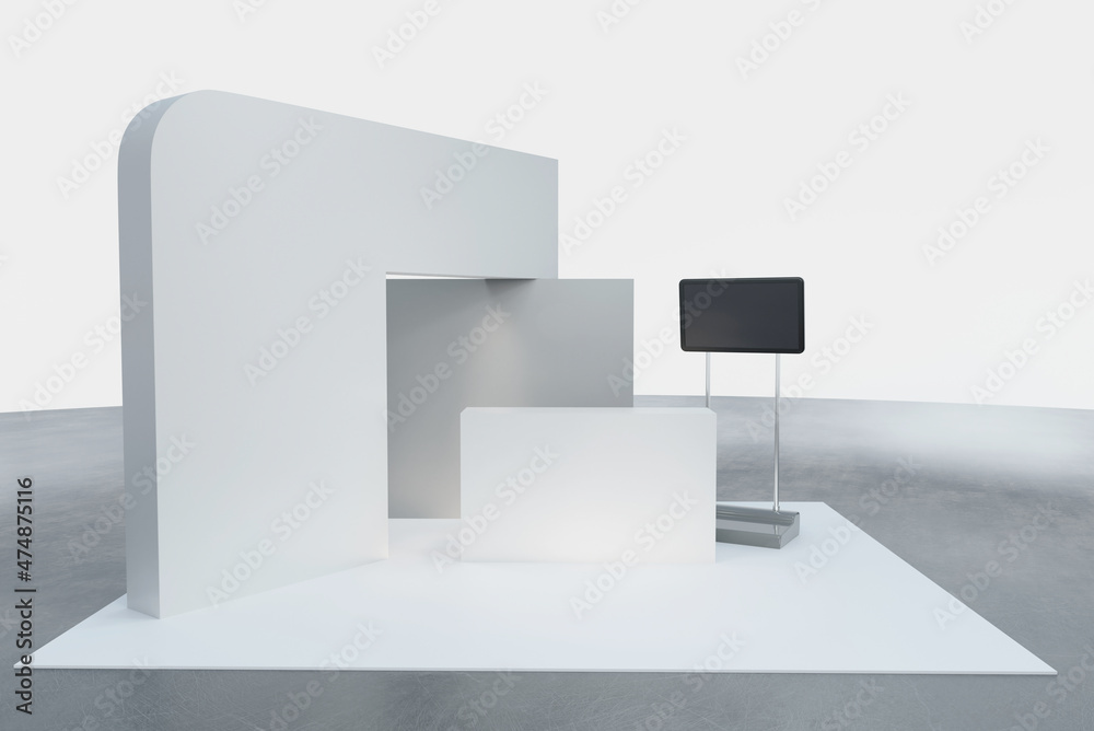 Exhibition Booth, Advertising POS POI Promotion Counter, Retail Trade Stand, 3D Render Exhibition Booth, Advertising POS POI Promotion Counter, Retail Trade Stand, 3D Render