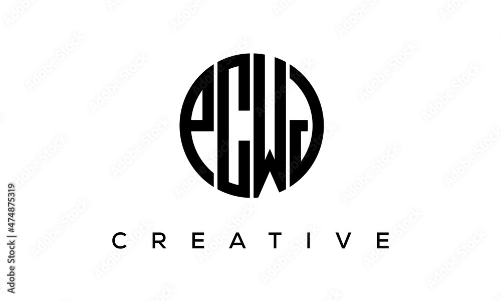 PCWJ letters circle logo design vector template PCWJ letters circle logo design vector template