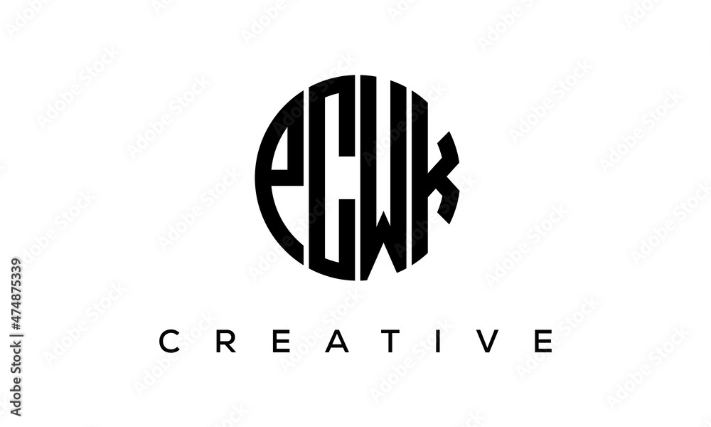 PCWK letters circle logo design vector template PCWK letters circle logo design vector template