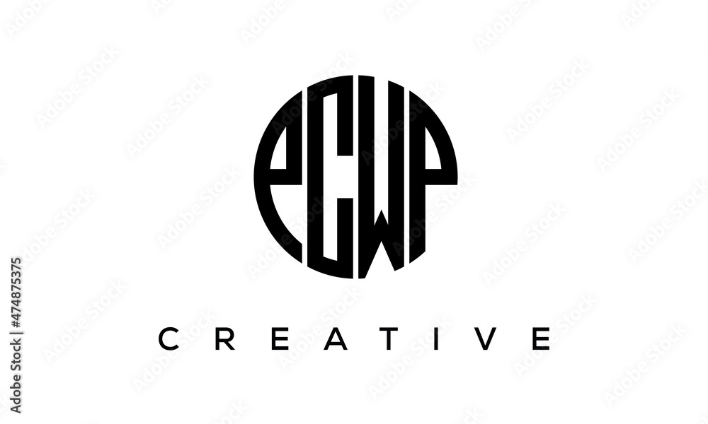 PCWP letters circle logo design vector template