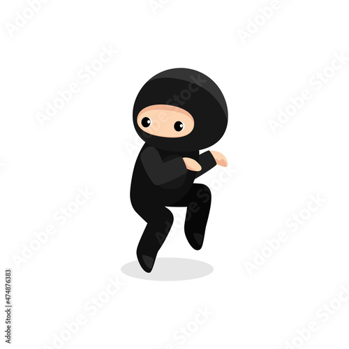 Cute ninja snaking isolated on white background