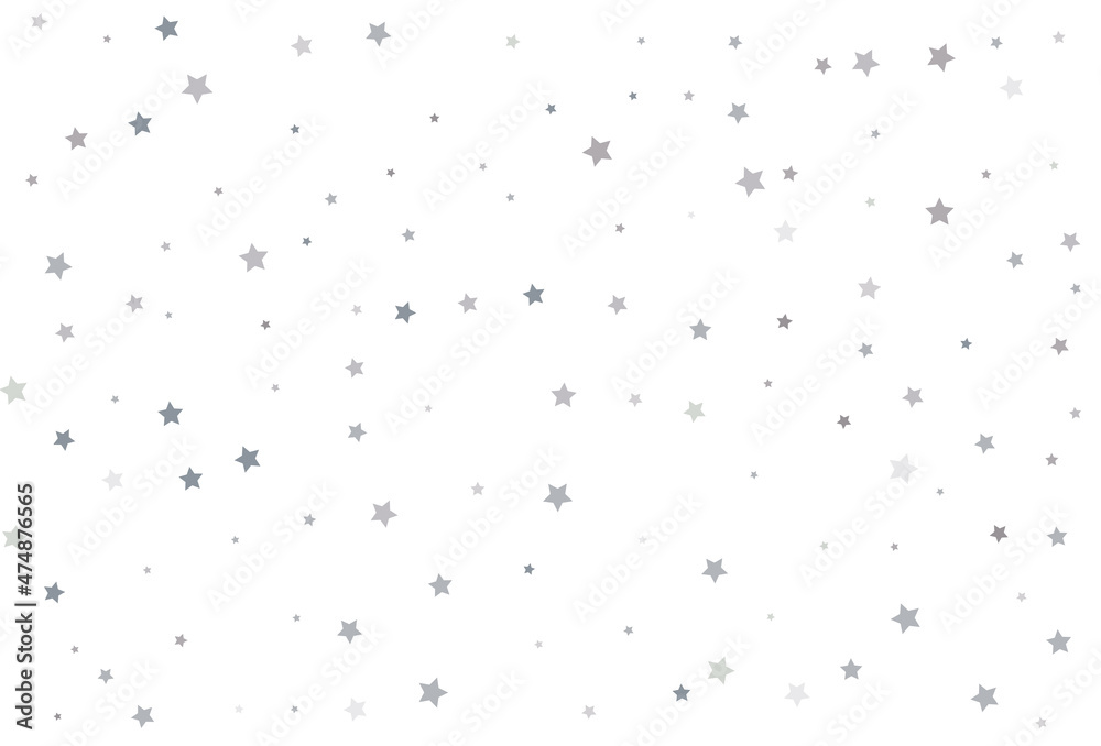 Christmas background with silver stars. Silver star Celebration Confetti.