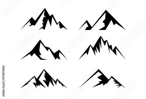 Mountain Icons Set on White Background.