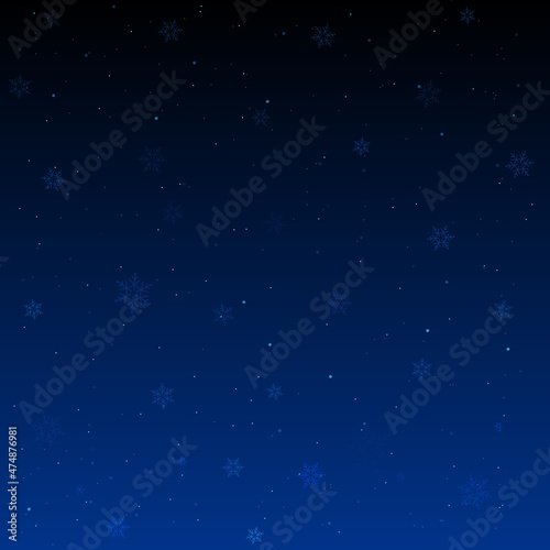Snowflakes at night and winter background vector stock illustration. © SANALRENK