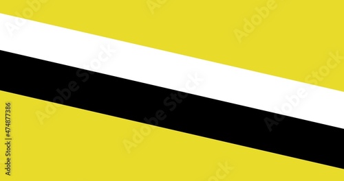 Free Download Full frame shot of brunei flag with white and black diagonal stripes and copy space - GFXLoad