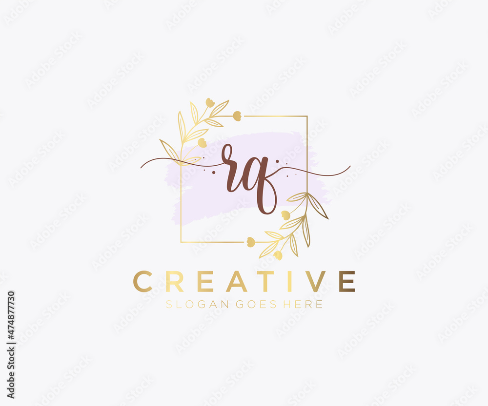 Initial RQ feminine logo. Usable for Nature, Salon, Spa, Cosmetic and ...