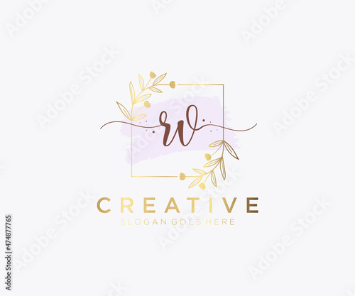 Initial RV feminine logo. Usable for Nature, Salon, Spa, Cosmetic and Beauty Logos. Flat Vector Logo Design Template Element.