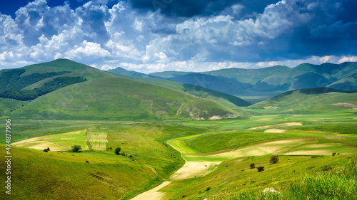 Piano Grande di Castelluccio, mountain and rural landscape