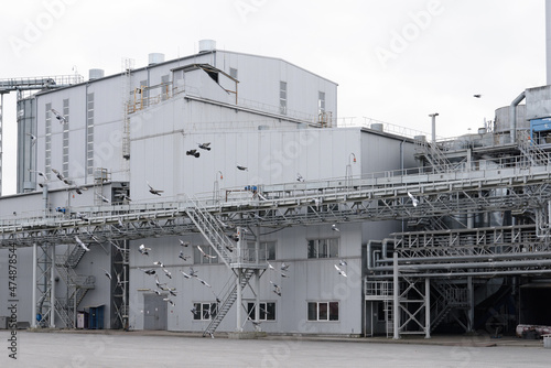 Industrial zone. metal buildings of the sunflower oil plant