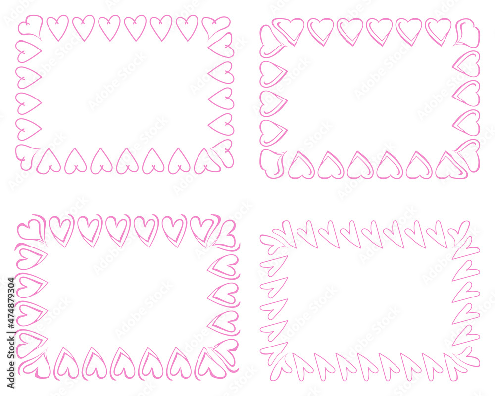Pink borders for Valentines day card, . Vector illustration
