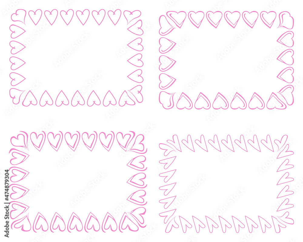 Pink borders for Valentines day card, . Vector illustration Pink borders for Valentines day card, . Vector illustration