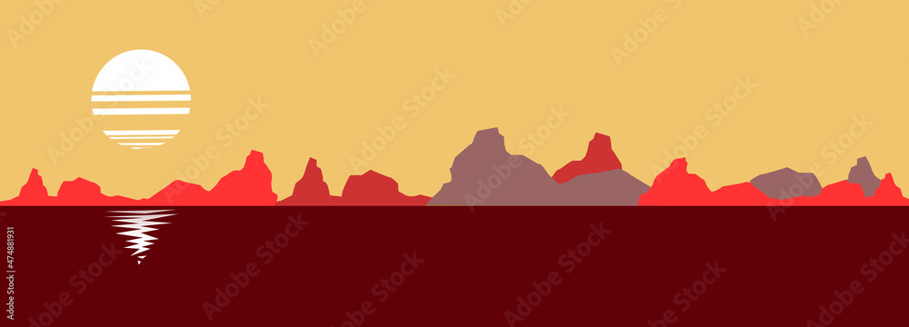illustration of an background with a sunset