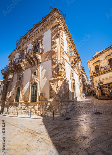View of Palazzo Beneventano in Scicli, Ragusa, Sicily, Italy, Europe, World Heritage Site photo