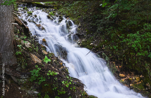Nature river cascade waterfall.