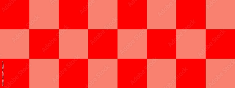 Checkerboard banner. Salmon and Red colors of checkerboard. Big squares, big cells. Chessboard, checkerboard texture. Squares pattern. Background. Checkerboard banner. Salmon and Red colors of checkerboard. Big squares, big cells. Chessboard, checkerboard texture. Squares pattern. Background.