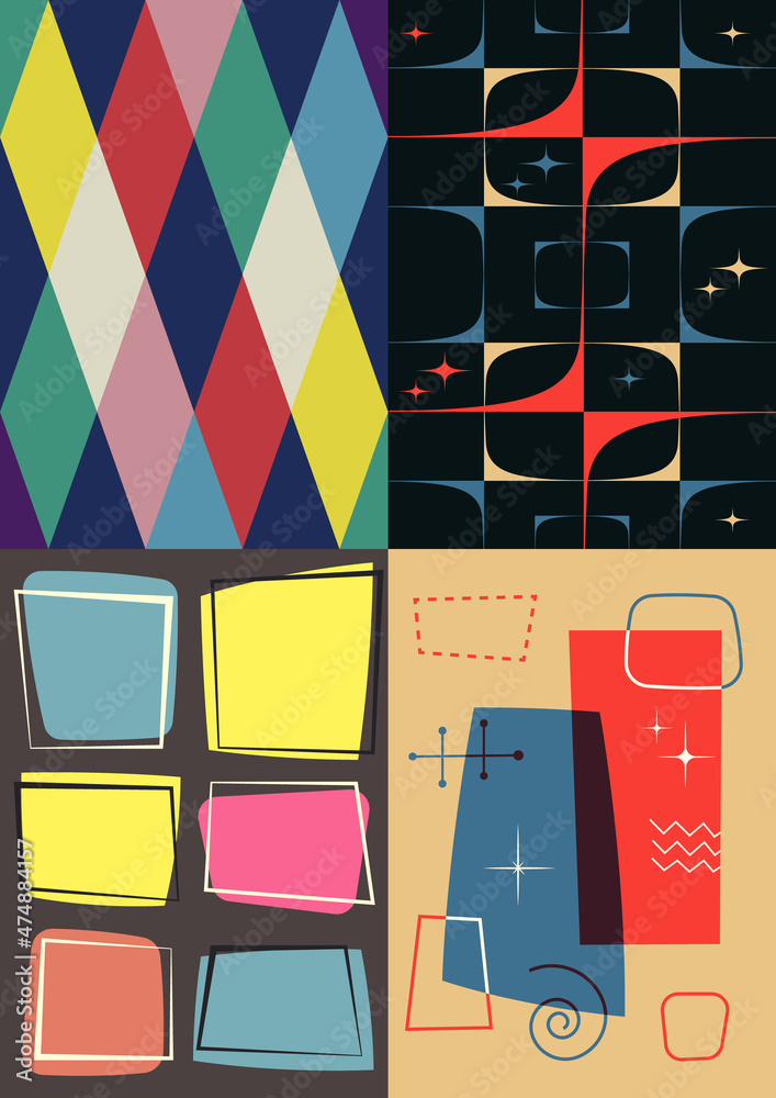 1960s Backgrounds, Patterns, Abstract Shapes and Vintage Colors Stock ...